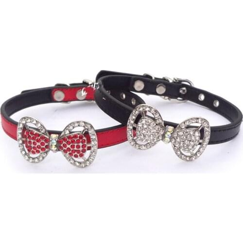 Bling Rhinestone Bowtie Pet Cat Dog Collar Necklace Jewelry for Chihuahua Yorkie