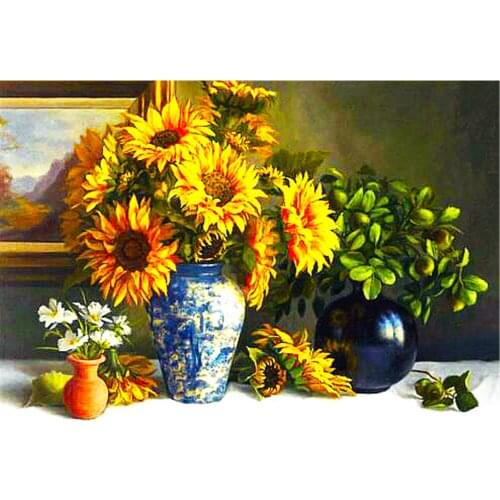 Sunflower Flower DIY Embroidery Cross Stitch 11CT Kits Needlework Craft Set Cotton Thread Printed Canvas Home Sale