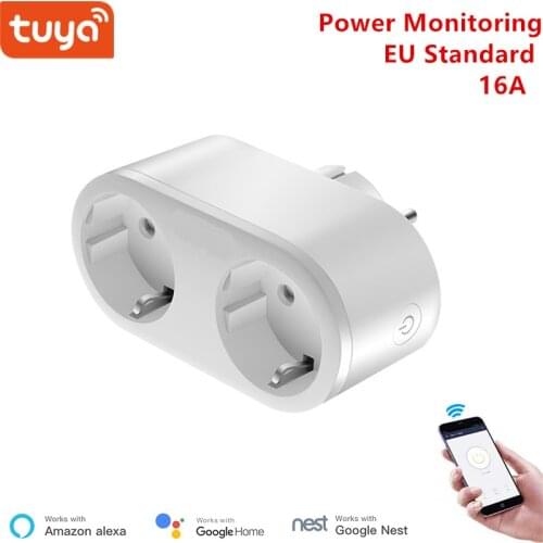 EU standard 2in1 Tuya Smart life WiFi outlet , compatible with Google home and Alexa ,Smart socket for home automation system