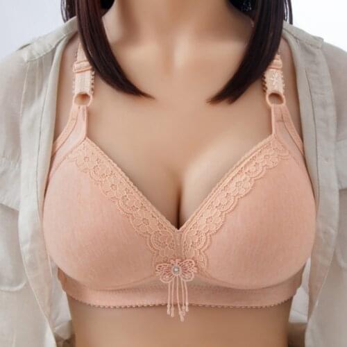 Women Underwear Big Size Bras Wire Free Soft B C Cup For Big Breast Ladies Cotton Thin Cup Lingerie Bras
