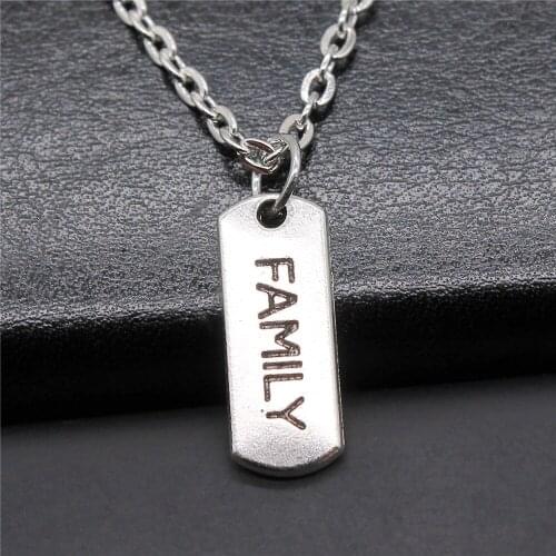 Fashion 2 Colors 21x8mm Family Tag Charms Pendant NecklaceFor Women Jewelry Gift Dropshipping Products