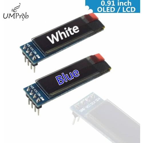 0.91 Inch 128x32 IIC I2C White / Blue OLED LCD Display DIY Module SSD1306 Driver IC DC 3.3V 5V for arduino