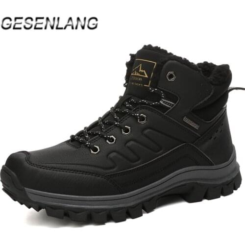 Winter Mens Hiking Shoes With Lambswool High Top Comfortable Warm Nonslip Outdoor Climbing Mountain Snow Walking Trekking Boots