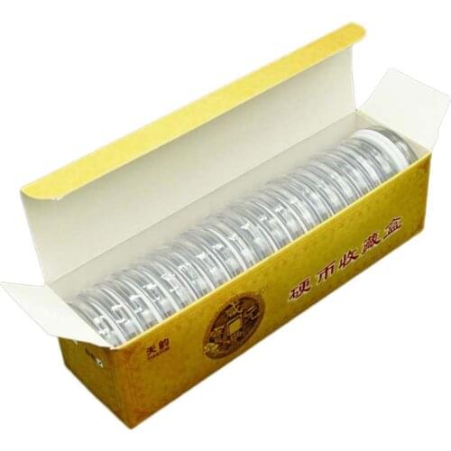 20Pcs Clear Round Direct Fit Airtight Coin Capsules Holder Storage Case With Adjustable EVA Gasket Pad Ring 16-40mm wholesales