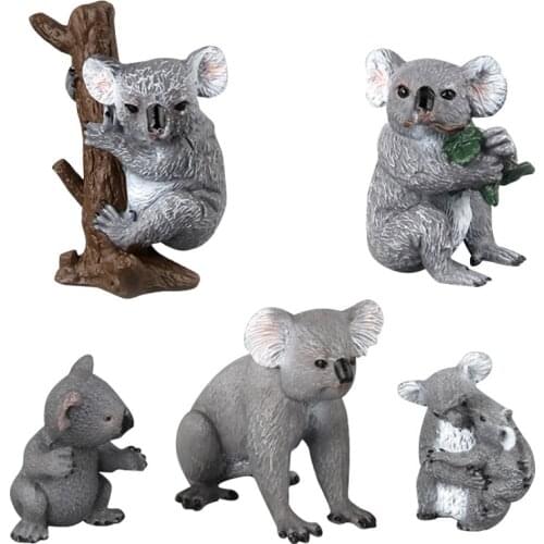 5 Kinds Wild Animal Toys Simulation Cute Koala Figure Collectible Toys Koala Animal Action Figures Kids