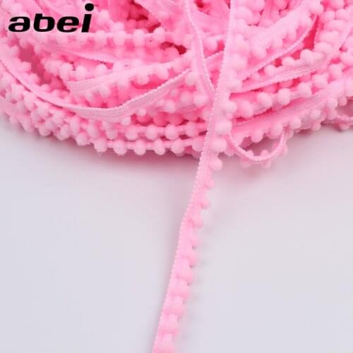 5yards 12mm Baby Pink Pom Pom Ball Lace Ribbon Clothes Jeans Curtain Hometextile Sewing lace trims Garment Accessories DIY