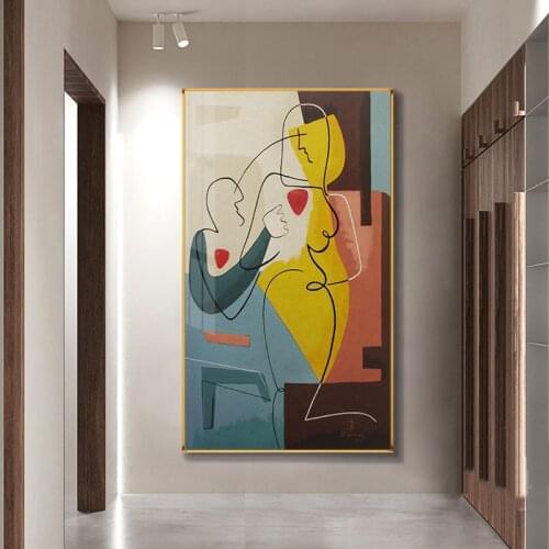 Abstract Face Figure Line Minimalistic Canvas Painting Wall Art Picture For Living Room Decoration Home Decor