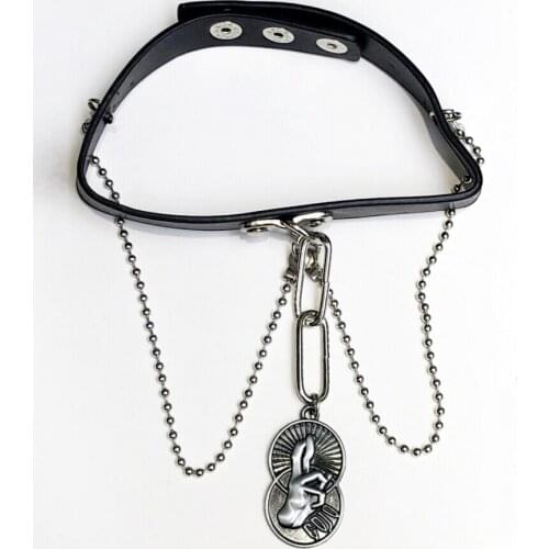 Anime Jujutsu Kaisen Gojo Satoru Cosplay metal Figure Pendant Black PU Chokers chain Fashion accessories Necklace