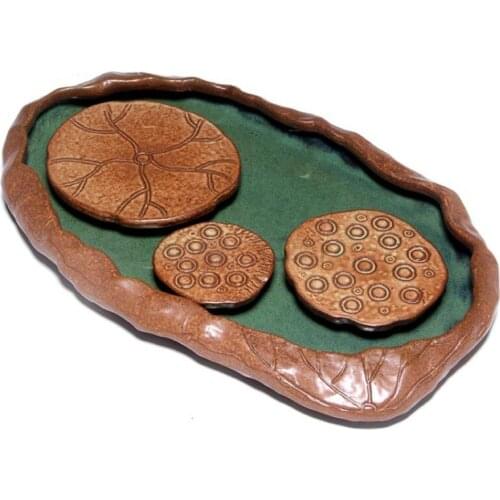 Tea Tray New Type of Crude Pottery Dry Bubble Tea Saucer Hand-raised Pot Pad Storage Water Lotus Leaf Teaboard