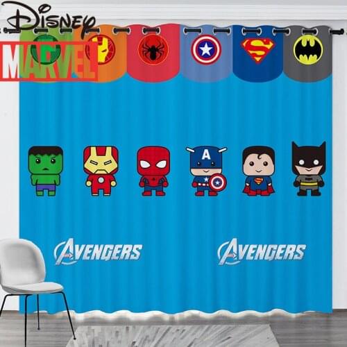 Disney Marvel Spider-Man Captain America Superhero Childrens Bedroom Bay Window Boy Curtain Shading