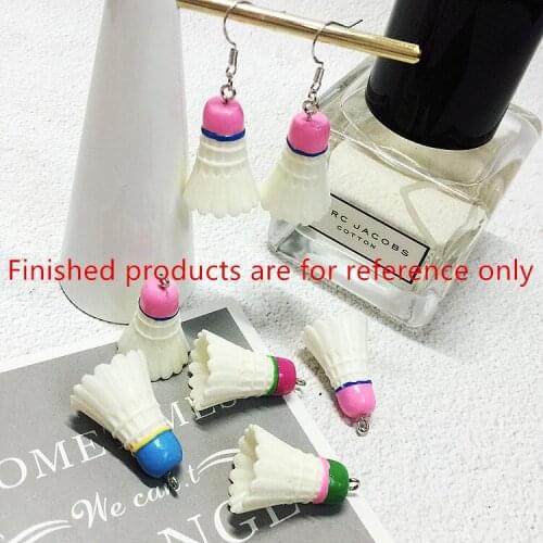 Diy jewelry earring/keychain pendants accessory 30pcs/lot Creative Funny 3D Badminton shape resin handmade beads charms