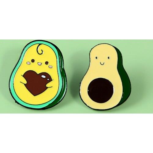 Cartoon Love You~ Avocado Enamel Pin Custom Fruit heart Brooches Backpack Clothes Badge Fashion Green Jewelry for Friends Kids