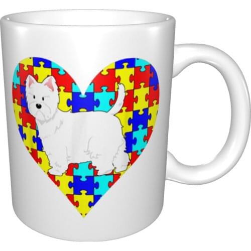Autism Awareness Funny Westie Dog Mom Dad Gifts Mug Coffee Cup Coffee Mug Thermal Mugs Cover Espresso