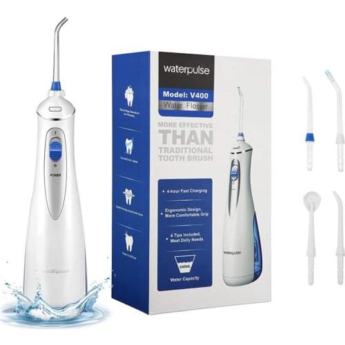 Waterpulse V400 Oral Irrigator Water Flosser Electric Cordless Dental Irrigator Rechargeable&Portable IPX7 Waterproof