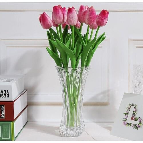 Imitation tulip indoor living room table decoration plastic artificial flower handicraft decoration flower arrangement silk
