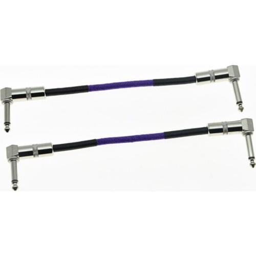 KAISH 2pcs Purple Right Angle 20cm Mono Guitar Effect Pedal Cable Effects Patch Cord