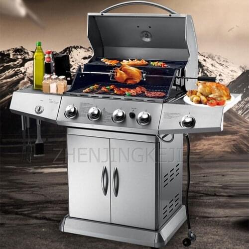 Commercial Outdoor Stainless Steel Gas Grill Frying Steaming Charcoal Dual Purpose Patio Villa Courtyard Home Barbecue Machine