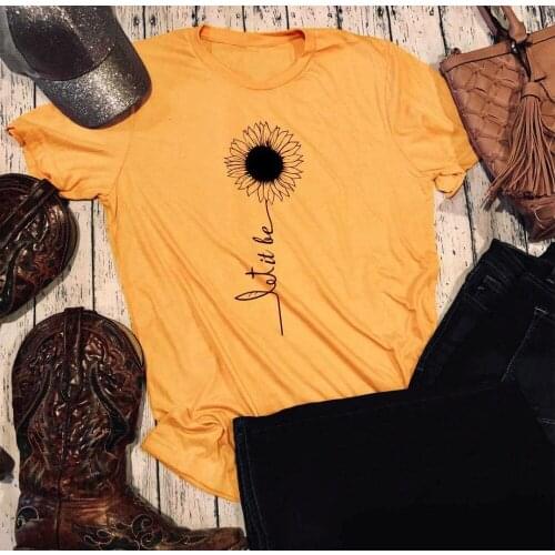 Let it be Christian T-Shirt Christian Grunge Slogan Tee spiritual christian sunflower flowers Religious Camisetas Tumblr Outfits