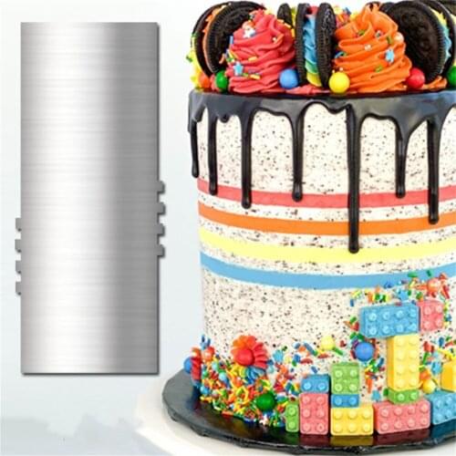 DIY Stainless Steel Cake Baking Spatula Wiping Cream Tool Polygon Serrated Spatula Double-sided stripes Cake Kitchen Tool