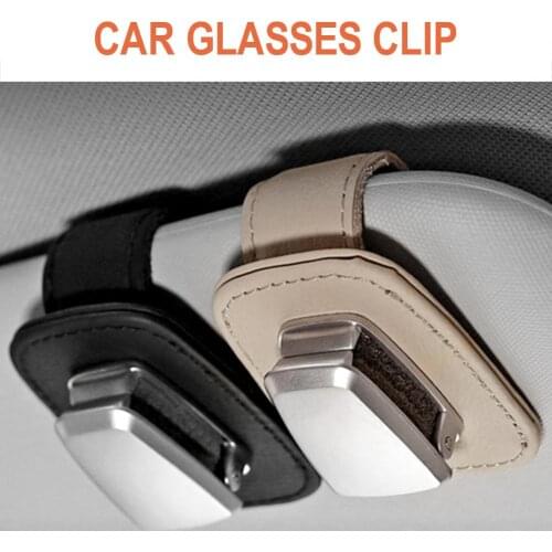 Multi-function Car Sun Visor With Card Holder Glasses Clip Pen Clip Aluminum Alloy Leather Cars Interior Accessories