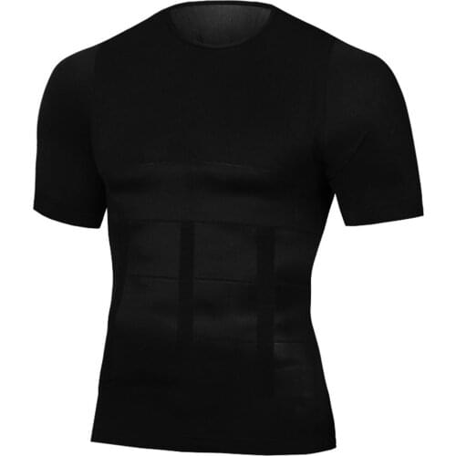 Mens Shaper Cooling T-Shirt with Short Sleeve Shirt Top Body Shaper Net Nylon Compression T-shirts AC889