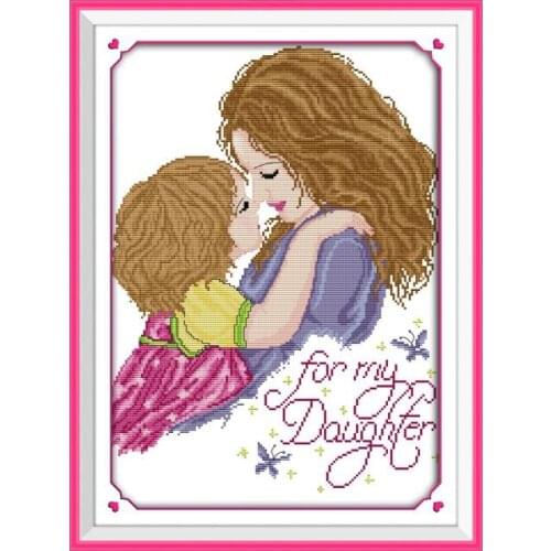 Mother-daughter love cross stitch kit 14ct 11ct pre stamped canvas cross stitching embroidery DIY handmade needlework