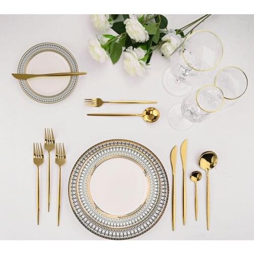 42pcs Mirror Gold Dinnerware Set Stainless Steel Tableware Set Knife Fork Coffee Spoon Flatware Set Dishwasher Safe Cutlery Set
