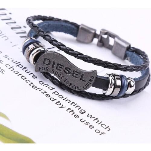 2021 New European And American Punk Retro Cowhide Bracelet Trendy Mens Personality Multi-Layer Braided Couple Bracelets On Hand
