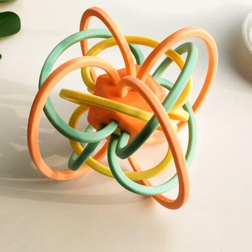 New Baby Rattle Hand Catching Ball Teether Chewing Educational Toys Molars Plastic Rattle Room Decoration Stimulate Vision