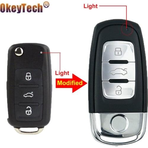 OkeyTech 3 Buttons Modified Replacement Remote Control Key Shell Fob For VW For VOLKSWAG Caddy Golf Jetta Beetle MK6 Polo Tiguan