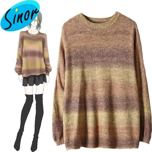 Fall 2021 new womens sweater long style dyed colored mahai hair loose lazy wind knit girl 991001