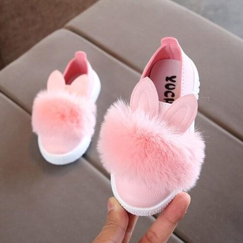 3-8 years Spring rabbit pompom shoes Children Shoes Non-slip Martin Boots Toddler Snow Boots Girls Rabbit Boots kids Sneakers