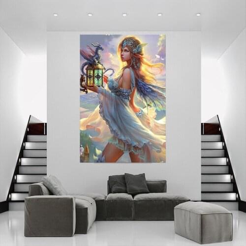 Fantasy Art Dragon Girl Poster Cosplay Canvas Prints Painting Modern Home Decor For Living Room Wall Art CuadrosPainting