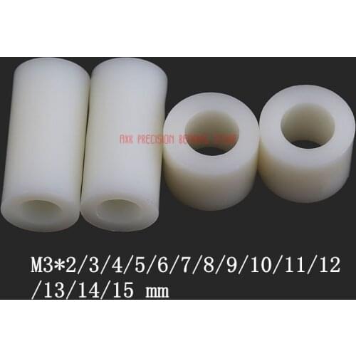 Vis Parafusos 50pcs M3*2/3/4/5/6/7/8/9/10/11/12/13/14/15 Mm Abs Rround Spacer Standoff White Nylon Non-threaded Round Hollow