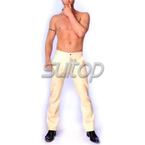 Rubber mans trousers tralatex fashion dress jeans white SUITOP