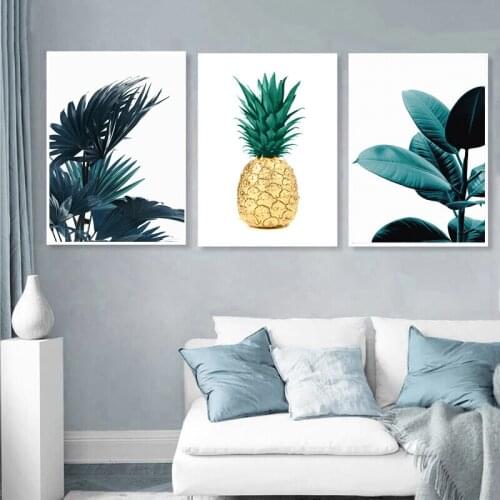Nordic Pineapple Green Leaves Canvas Painting Wall Art Poster Home Decoration Posters And Prints Plant Pictures for Living Room