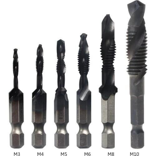 Hex Thread Spiral Screw Composite Tap Drill Bit M3-M10 High Hardness HSS Rustproof Hole Saw Carbide Drilling Tip Durable