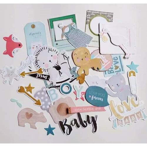 Blue Boy Embellishments Ephemera Shapes Glitter Paper Diecuts for DIY Scrapbooking Card Making Crafts /Photo Album Decoration