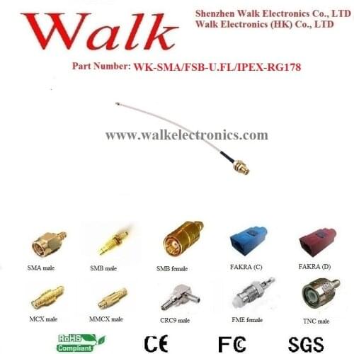 SMA female u.fl RG178 cable, sma ipex rg178 cable, u.fl antenna cable, sma interface cable