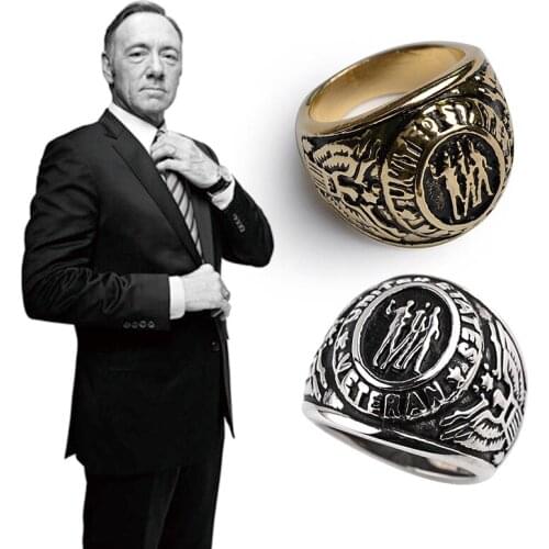 Movie Jewelry House of Cards Vintage Academy Engraved Rings For Women Men