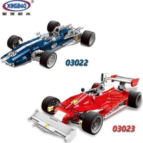 XINGBAO NEW 03022 03023 Creative Car Series DIY The Blue Sonic And Red Power Racing Car Sets Building Blocks Educational Bricks