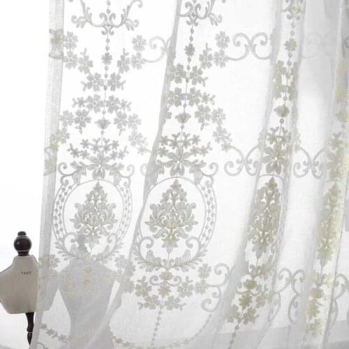Custom curtains Retro style High-grade white embroidered linens cloth curtains European bedroom livingroom cotton M069