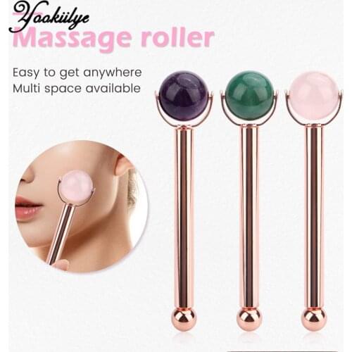 1pc Ball Jade Roller Face-lift Facial Eyes Massage Roller Natural Rose Quartz Aventurine Amethyst Anti-wrinkle Skin Care Beauty
