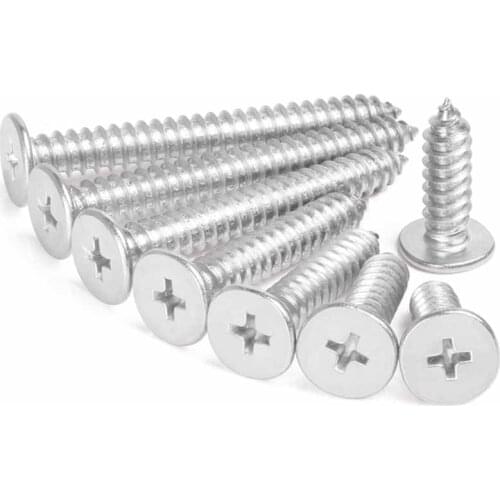 10/50pcs CM M2.6 M3 M3.5 M4 M5 M6 A2 304 Stainless Steel Cross Phillips Super Ultra Thin Flat Wafer Head Self-tapping Wood Screw