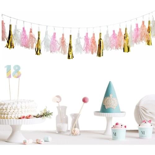 2.5m Colorful Paper Tassel Garland DIY Birthday Wedding Party Decoration Props Supplies Eco-Friendly