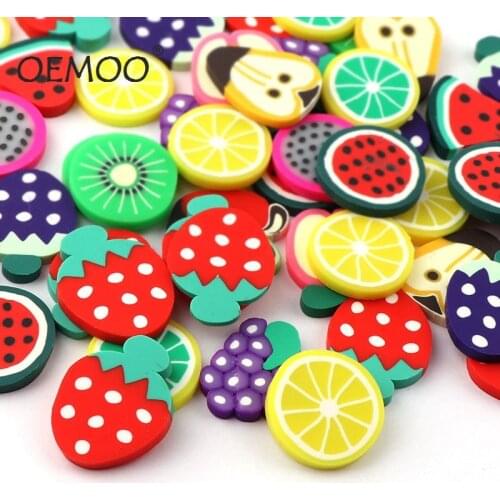 20pcs Fruit Strawberry kiwi lemon Polymer Clay DIY Slice 3D Nail Art Decoration Nail Sticker 20mm