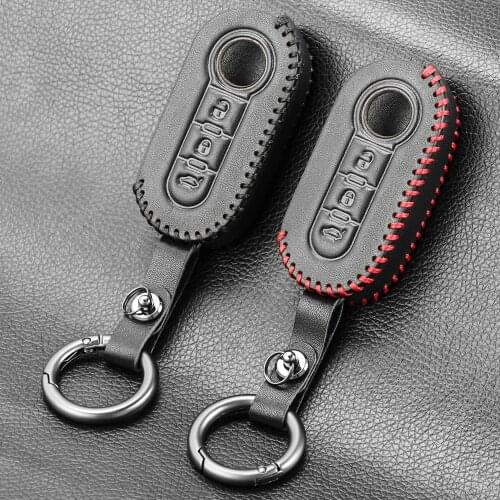 3 Buttons Remote Auto Folding Flip Key Blanks Case Leather Car Key Cover Case for Fiat 500 Grande Punto Stilo 500x Panda