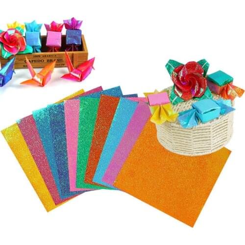50Pcs/Set Square Origami Paper Single Side Shining Folding Color Craft Papers Kids Handmade DIY Scrapbooking Decor Design Paper