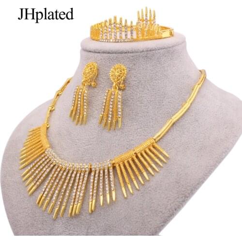 African 24K gold plated bridal Jewelry sets for women necklace earrings bracelet ring gifts wedding jewellery set wholesale