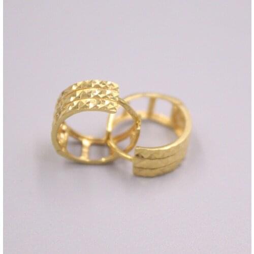Au750 Pure 18K Yellow Gold Woman Earrings Luck Three Layers Full Star Pattern Earrings 2.7-3g 14x6mm